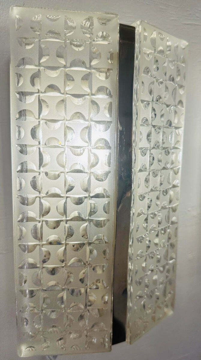 photo furniture Pair Of 1960s Kaiser Leuchten Frosted Glass & Chrome Wall Lights