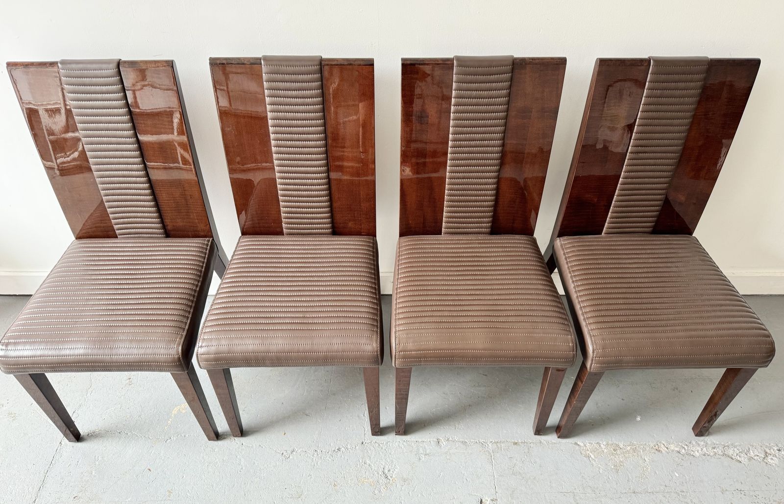 Set Of 4 Contemporary Wooden Dining Chairs photo for sale