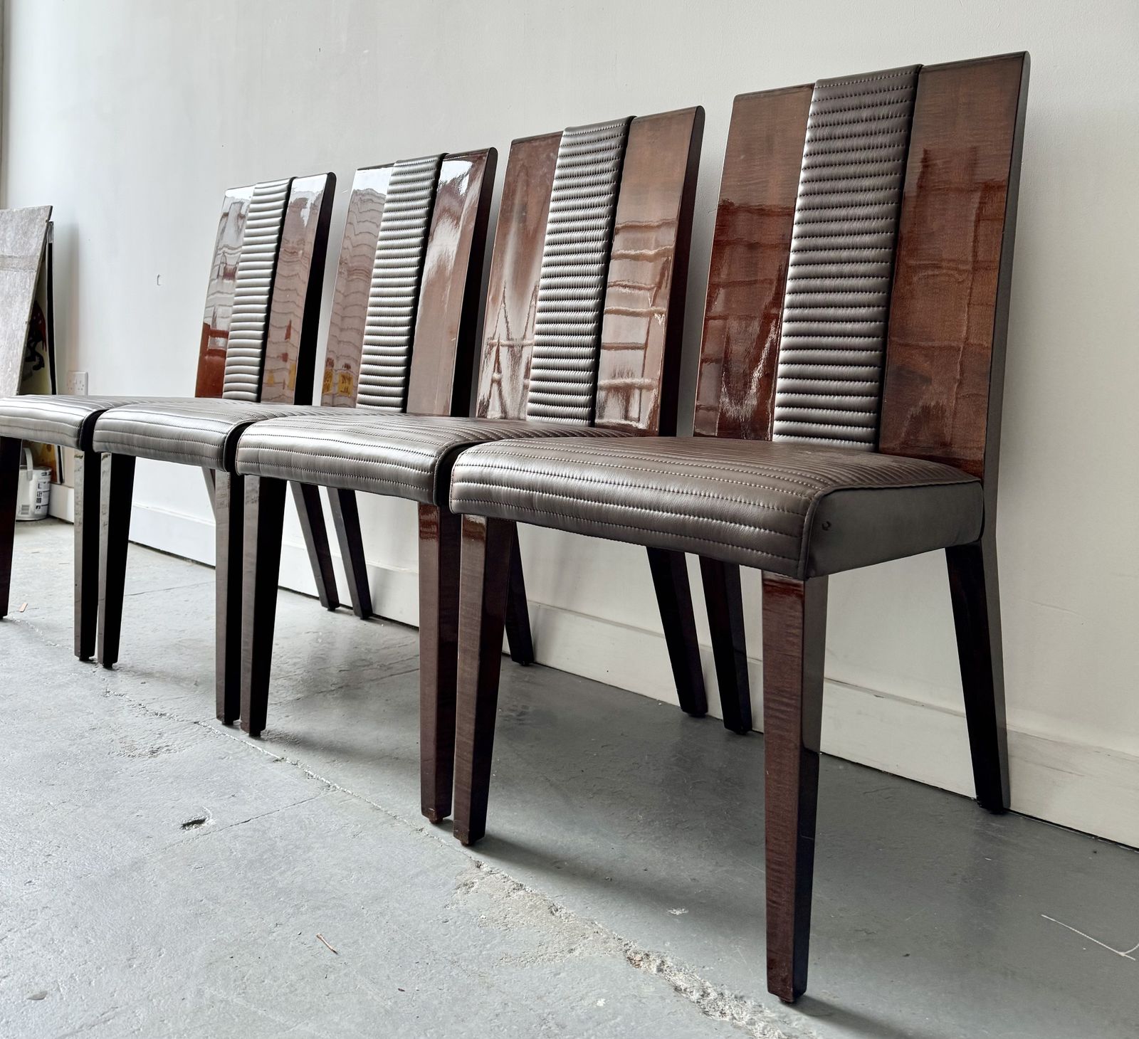 Set Of 4 Contemporary Wooden Dining Chairs photo vintage