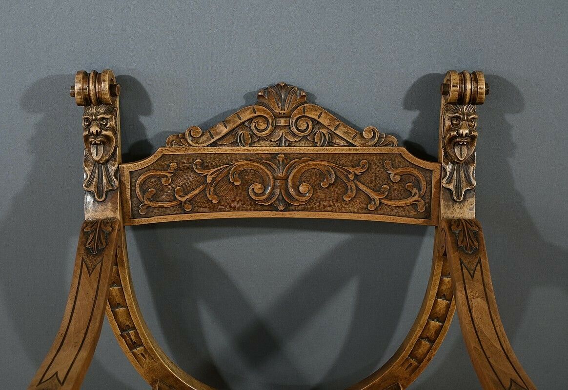 Dagobert Armchair In Walnut, Medieval Style – Late 19th Century photo Furniture