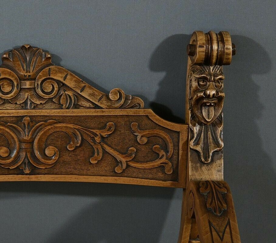 Dagobert Armchair In Walnut, Medieval Style – Late 19th Century photo 710.0