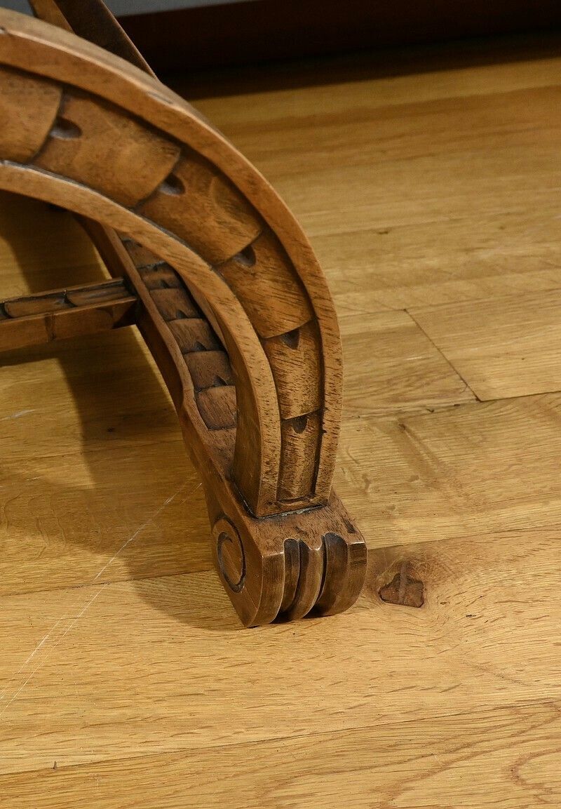 photo for sale Dagobert Armchair In Walnut, Medieval Style – Late 19th Century