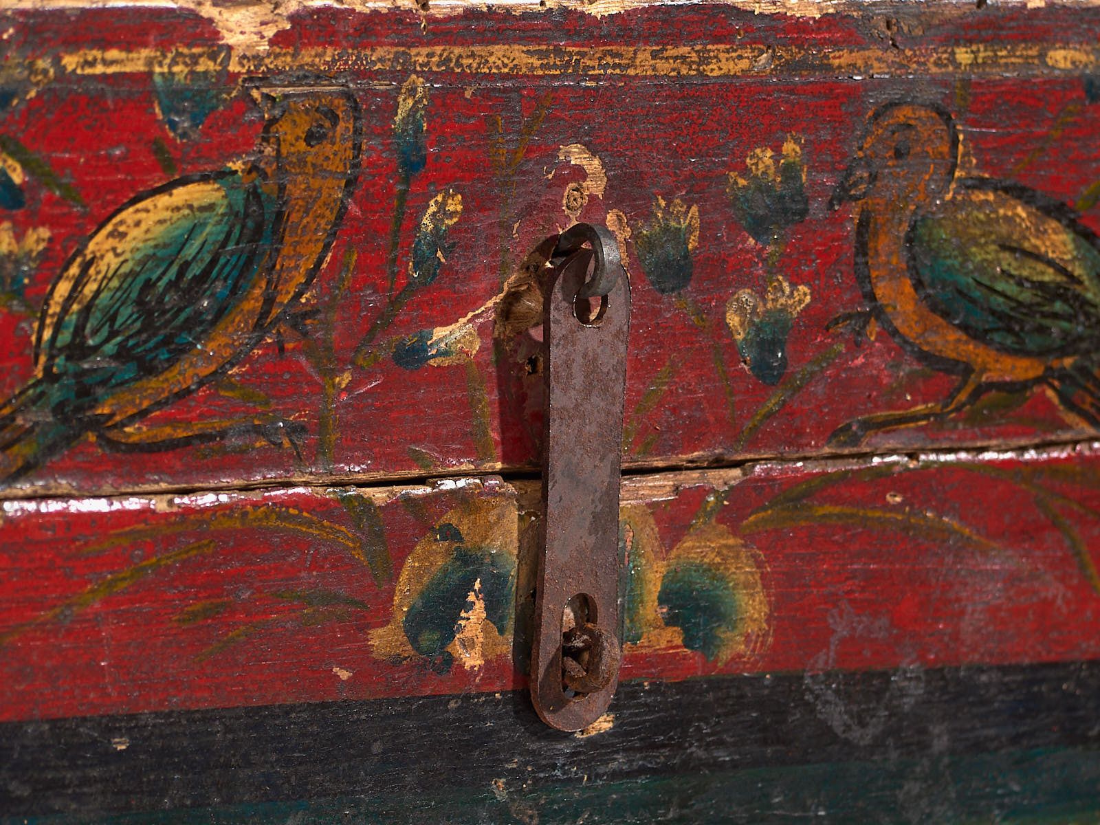 Antique Chinese Storage Trunk With Chairman Mao Painting (C.1900) #6 photo Furniture