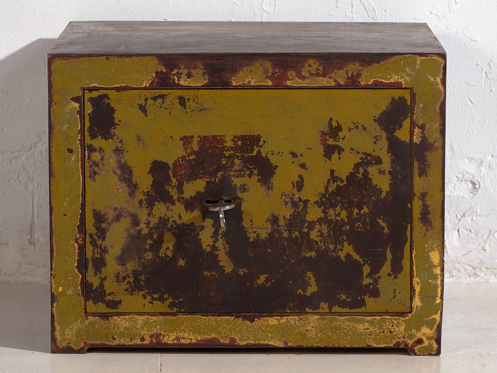 photo furniture Antique Safe Box With Green Patina (C.1920) #4