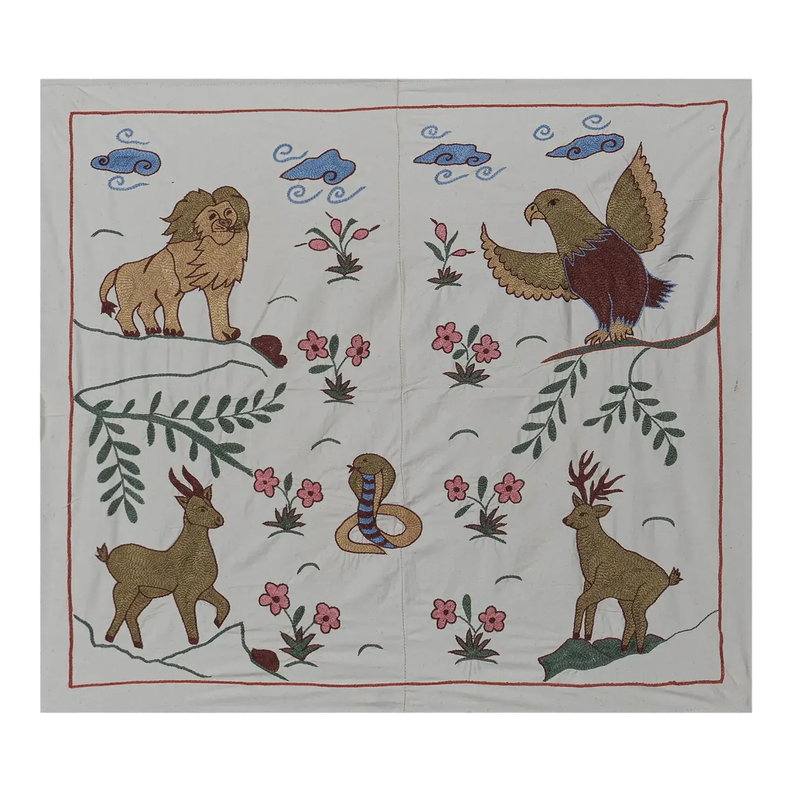Animal Suzani Wall Hanging Decor 2'9'' X 3'2''