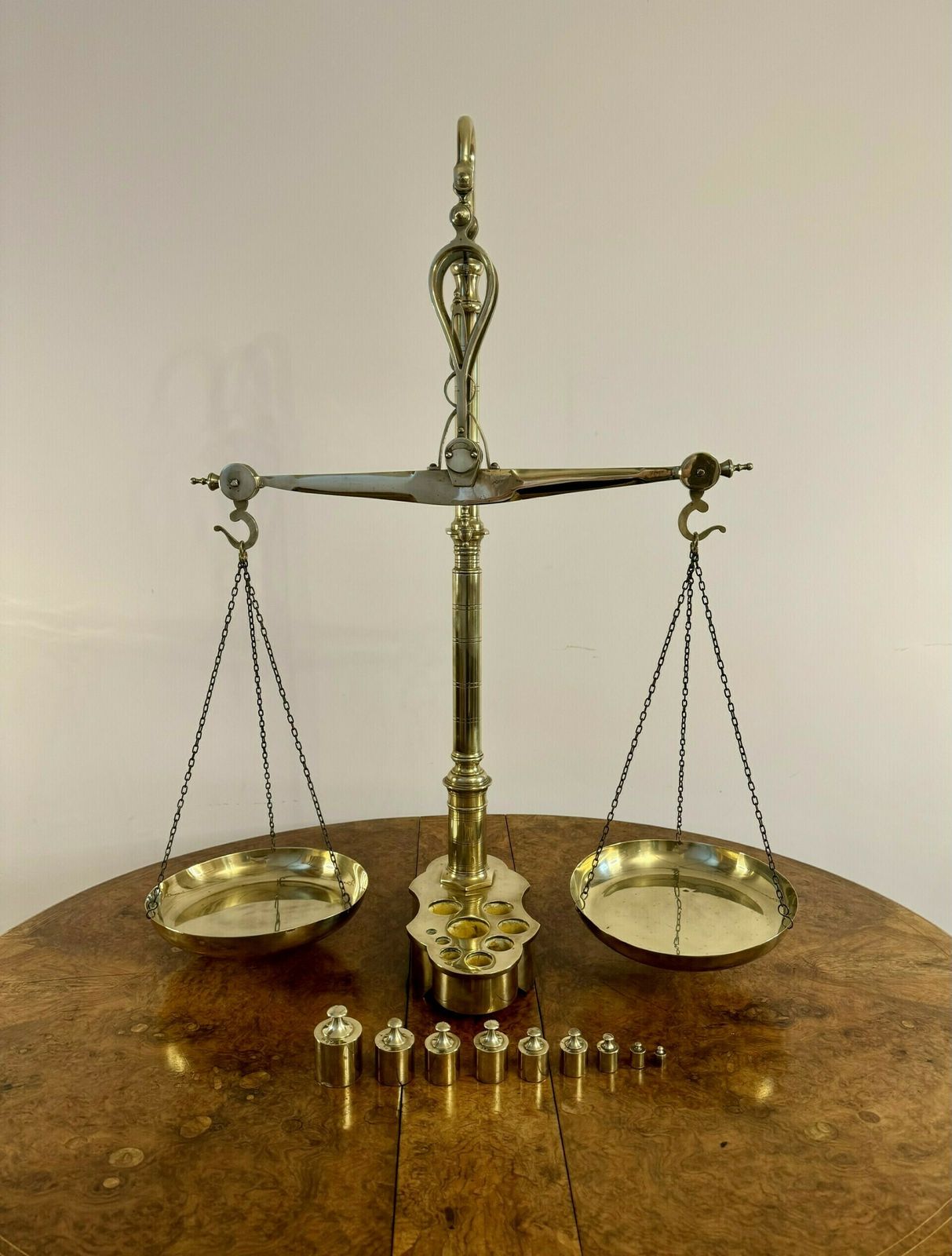 Large Pair Of Quality Victorian Brass Beam Scales And Weights photo furniture