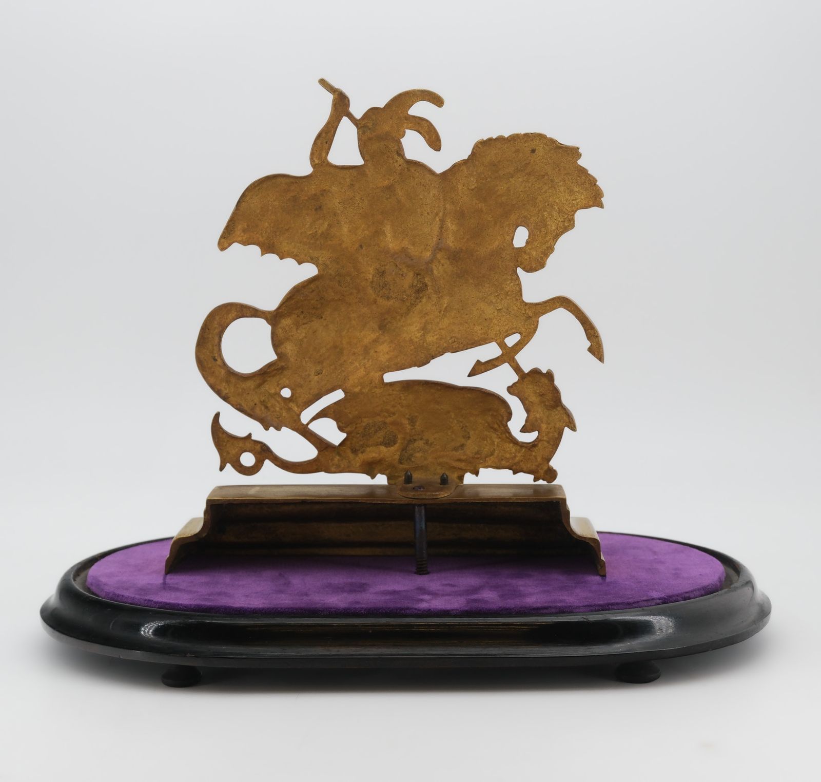 1165.0 19th Century Bronze & Ormolu Saint George & The Dragon In Domed Glass Display Cloche Circa 1860 photo