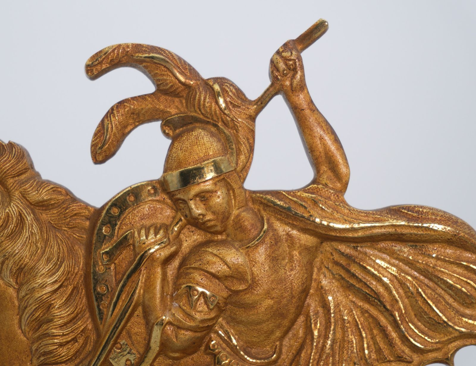 photo for sale 19th Century Bronze & Ormolu Saint George & The Dragon In Domed Glass Display Cloche Circa 1860