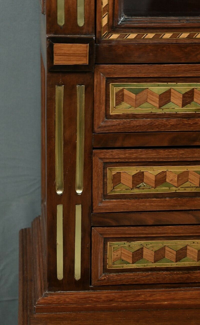 photo for sale Rare Small Marquetry Display Cabinet, Louis XVI Style – Mid 19th Century