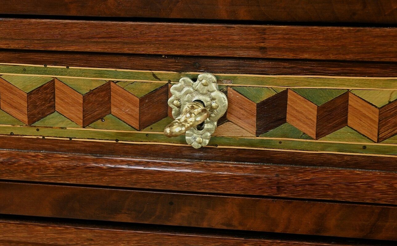 Furniture Rare Small Marquetry Display Cabinet, Louis XVI Style – Mid 19th Century photo