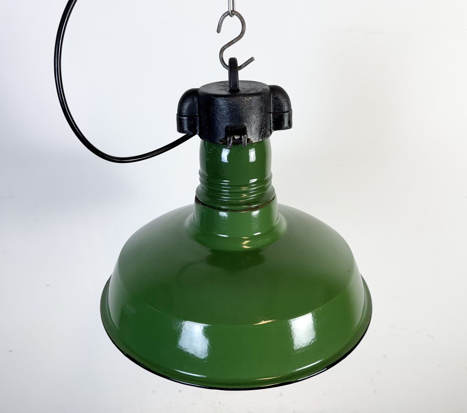 Industrial Green Enamel Factory Pendant Lamp, 1960s photo buy