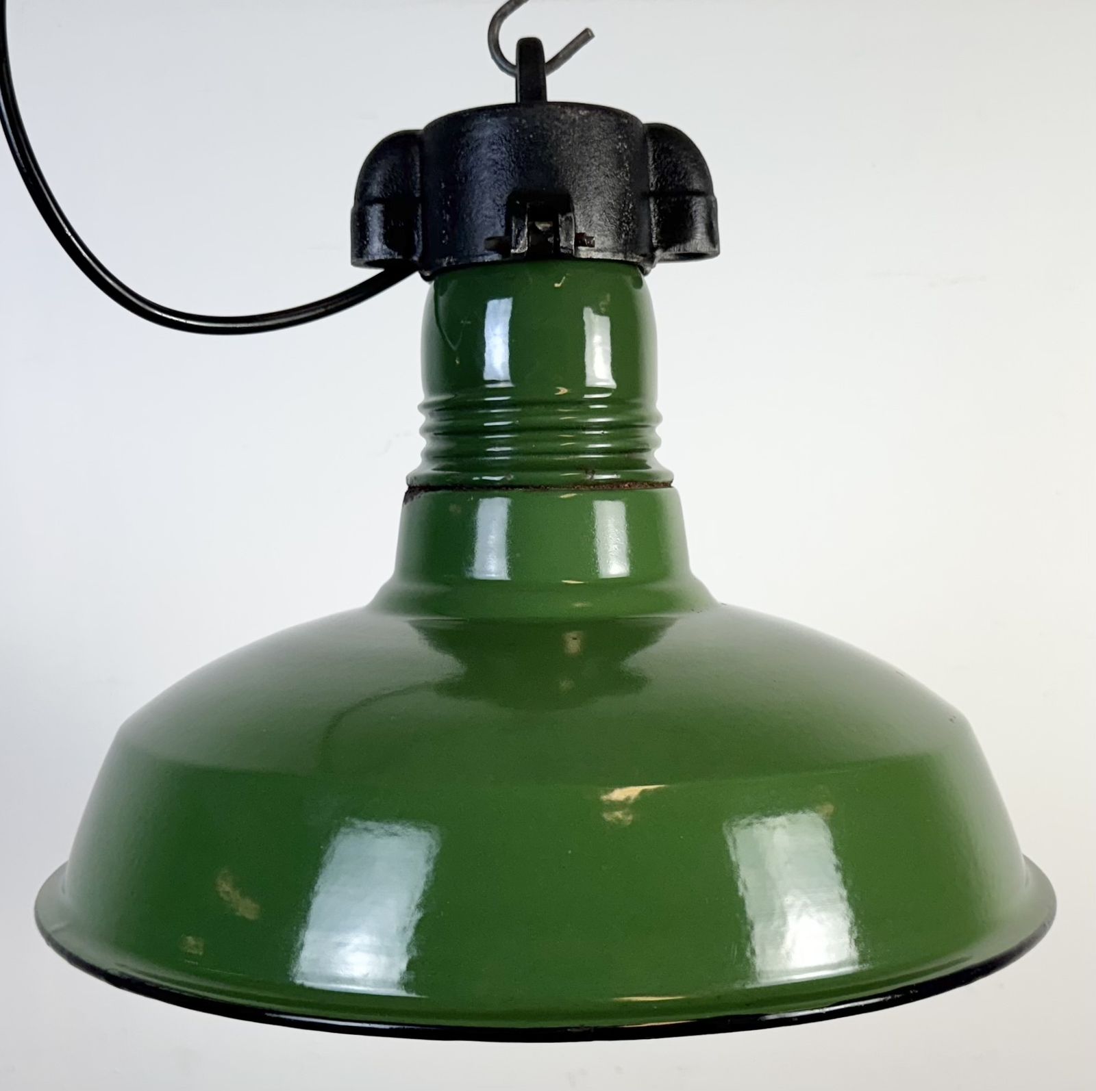219.0 Industrial Green Enamel Factory Pendant Lamp, 1960s photo