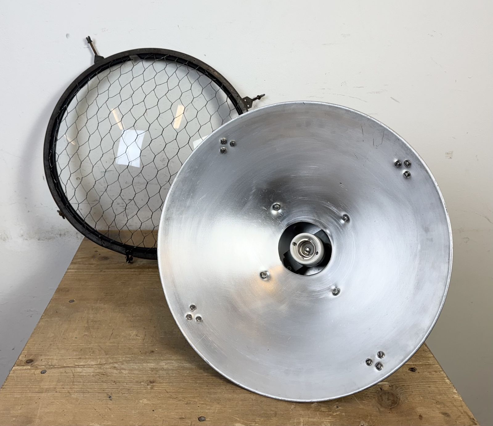 Industrial Grey Hammer Paint Pendant Lamp From Elektrosvit, 1960s, 4x photo for sale