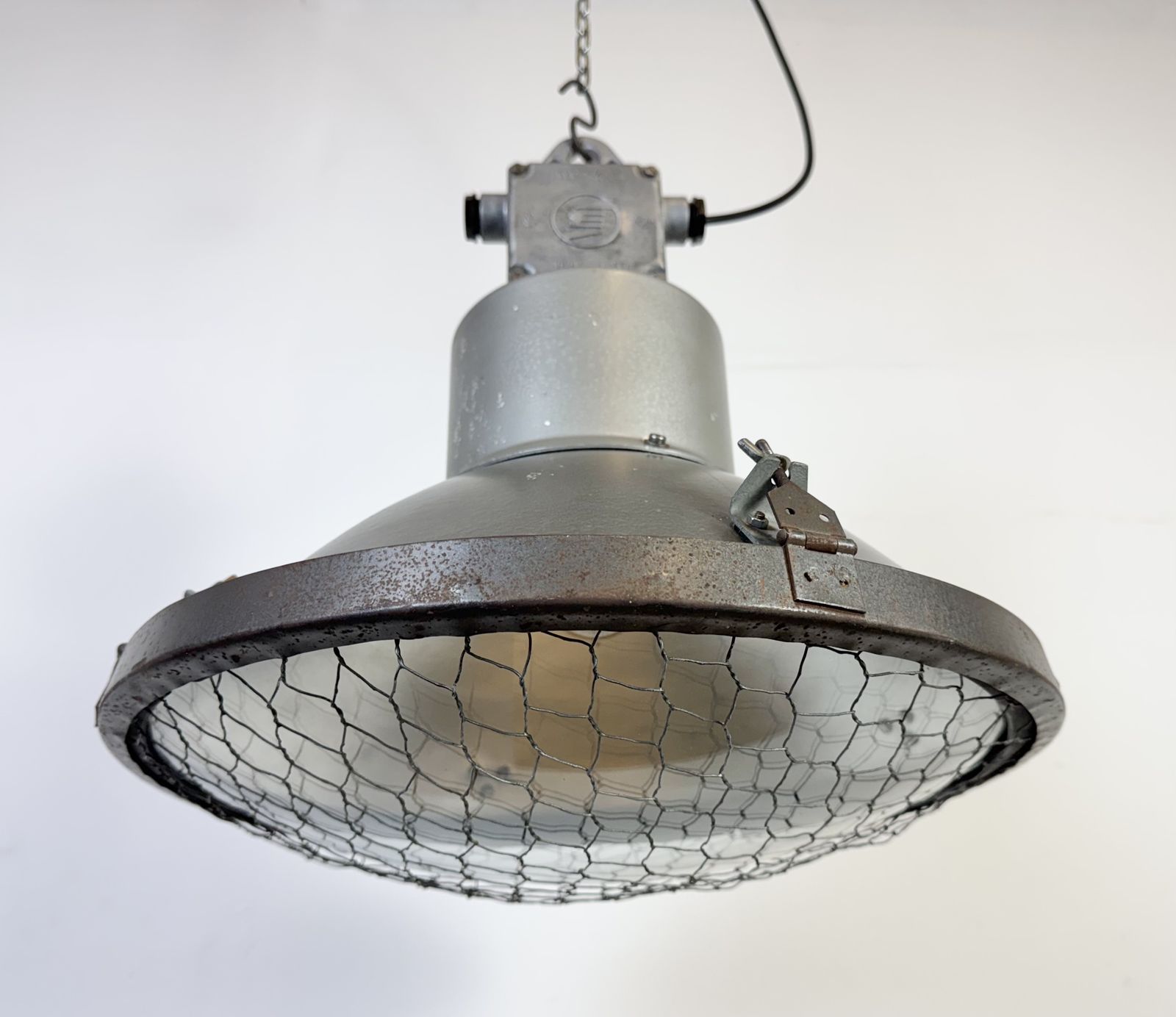 Industrial Grey Hammer Paint Pendant Lamp From Elektrosvit, 1960s, 4x photo buy