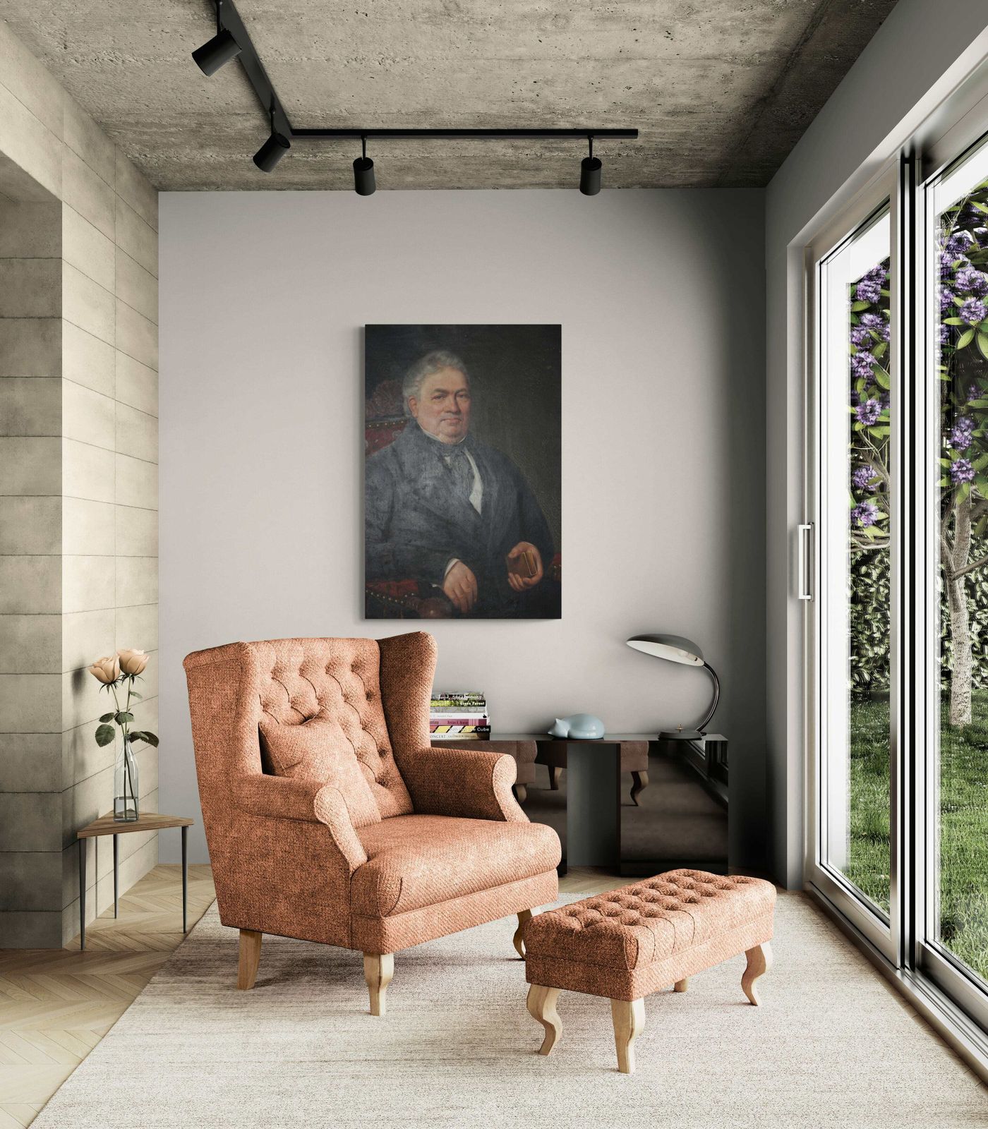 Art Large Antique Portrait Of French Gentleman photo