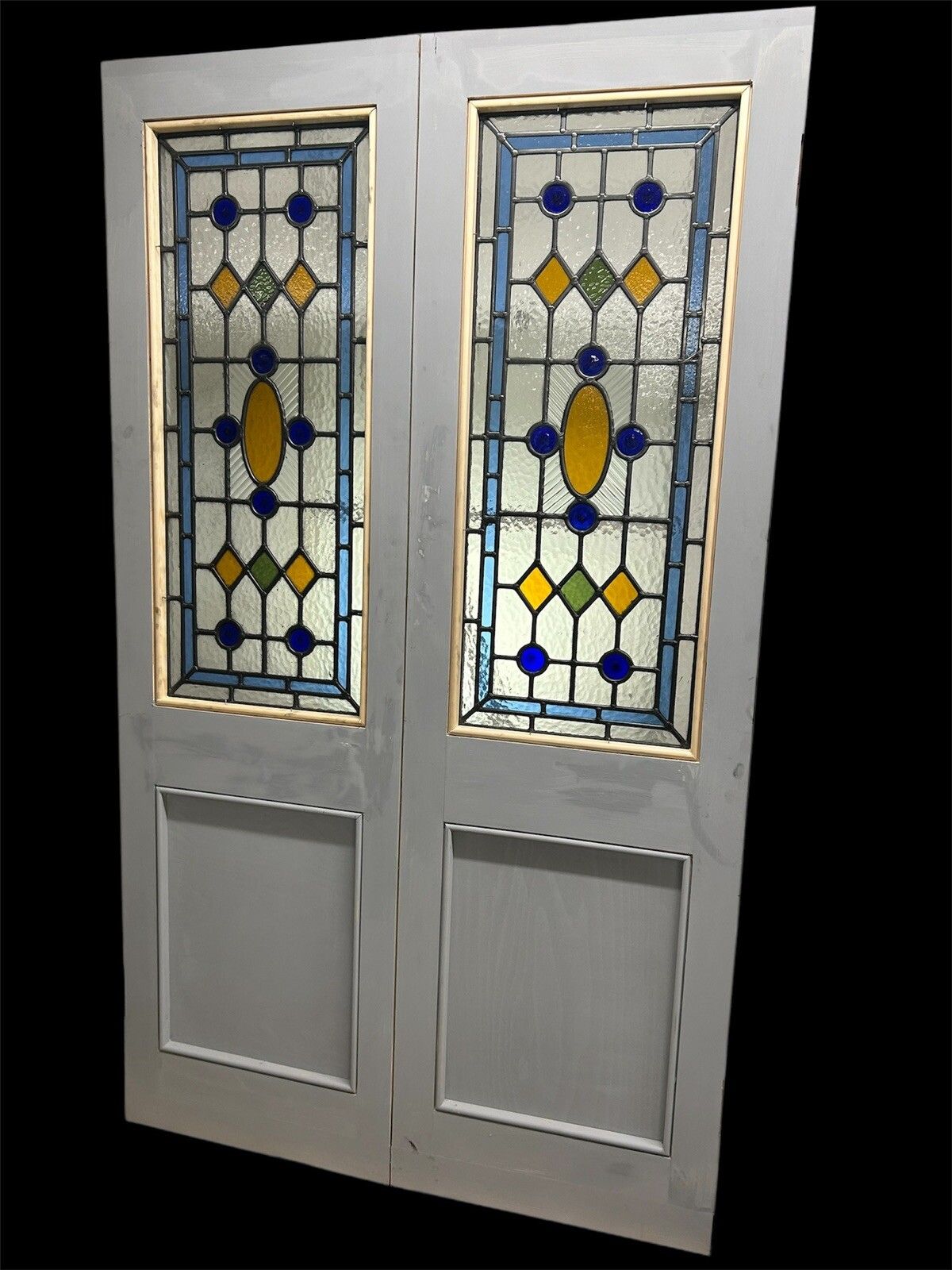 photo furniture Victorian Stained Glass Doors Antique Period Reclaimed Old French Double Set Led
