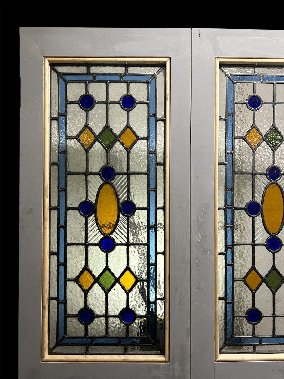 Home Fixtures Victorian Stained Glass Doors Antique Period Reclaimed Old French Double Set Led photo