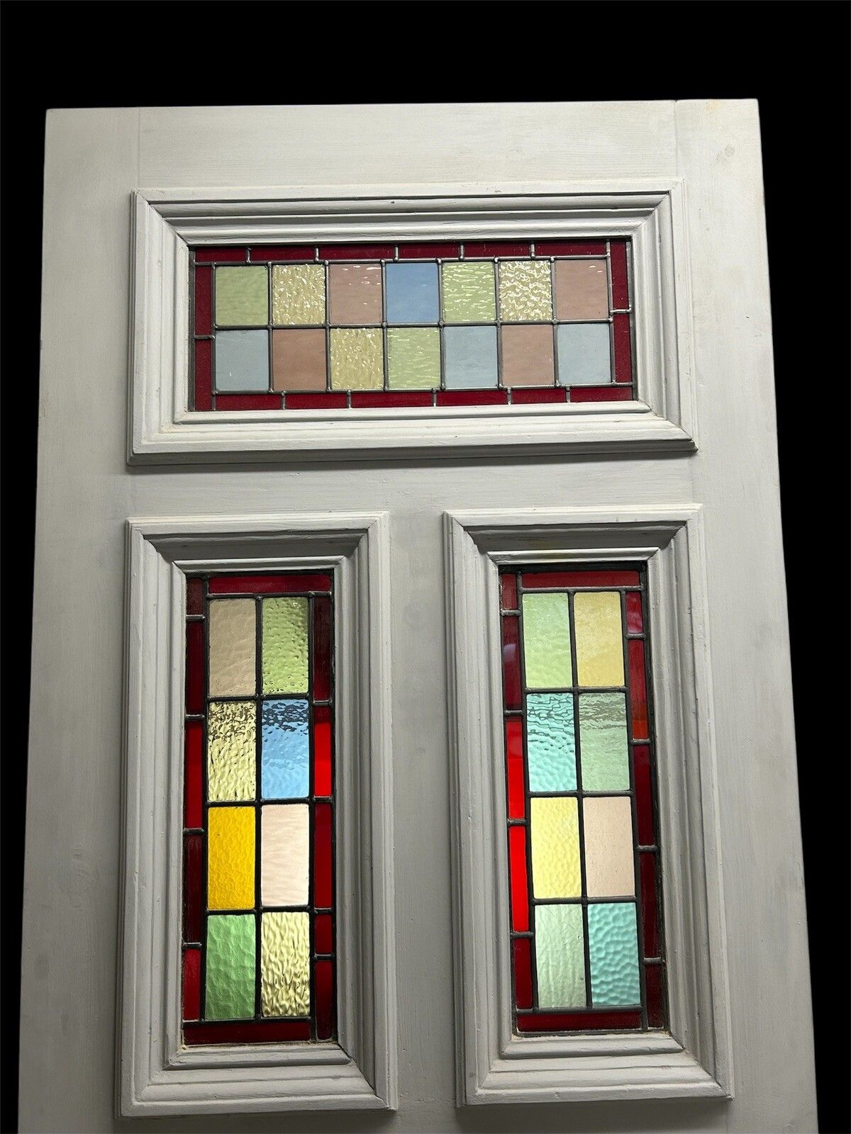 Victorian Stained Glass Front Door Old Antique Period Reclaimed Leaded Wood photo for sale