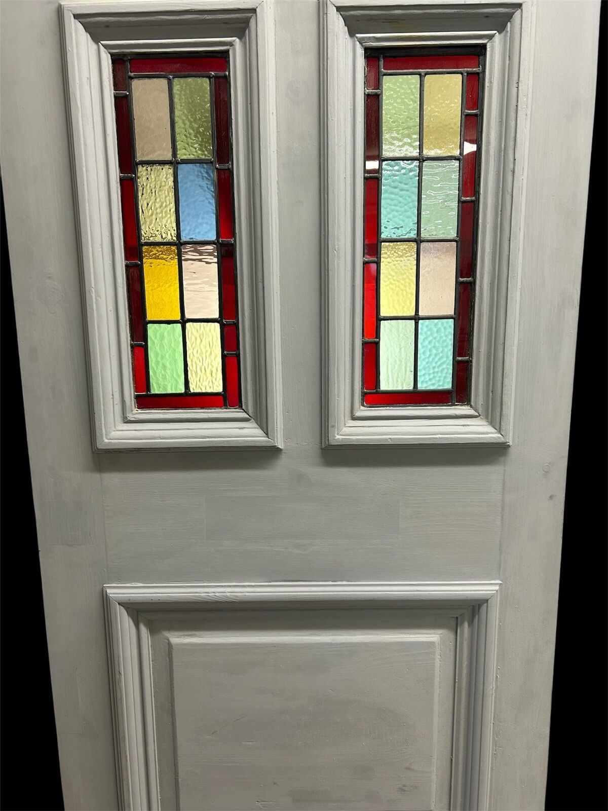 Victorian Stained Glass Front Door Old Antique Period Reclaimed Leaded Wood photo vinterior