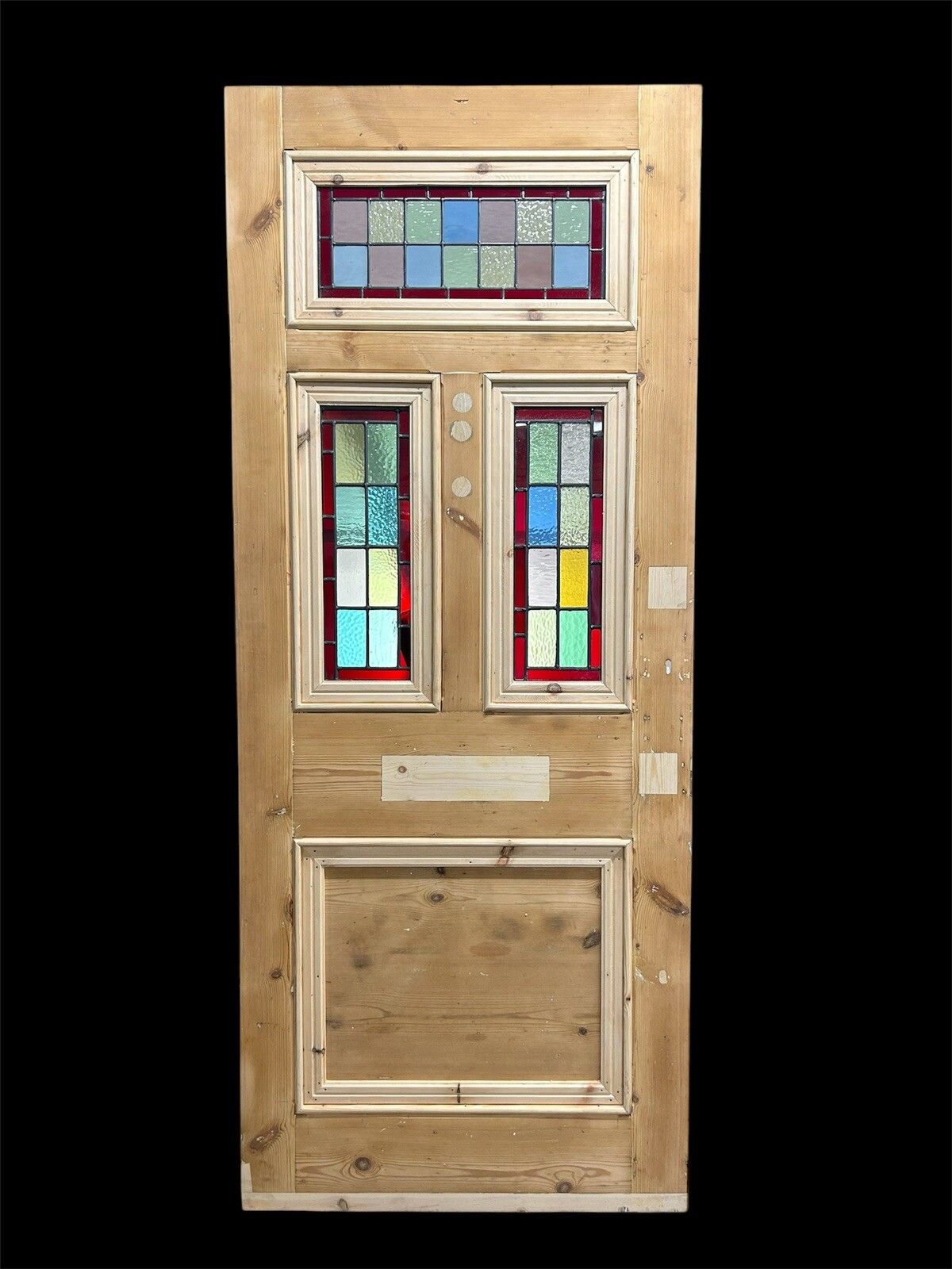 Victorian Stained Glass Front Door Old Antique Period Reclaimed Leaded Wood photo vintage