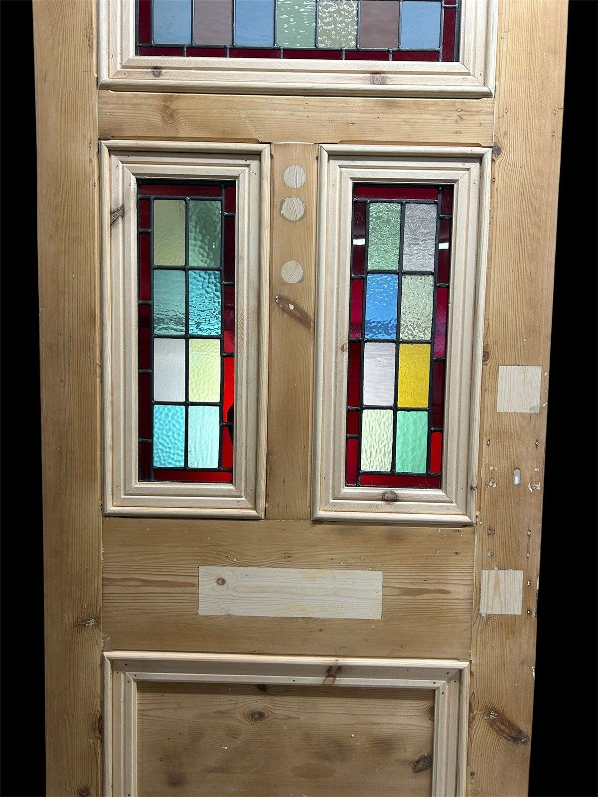 Home Fixtures Victorian Stained Glass Front Door Old Antique Period Reclaimed Leaded Wood photo