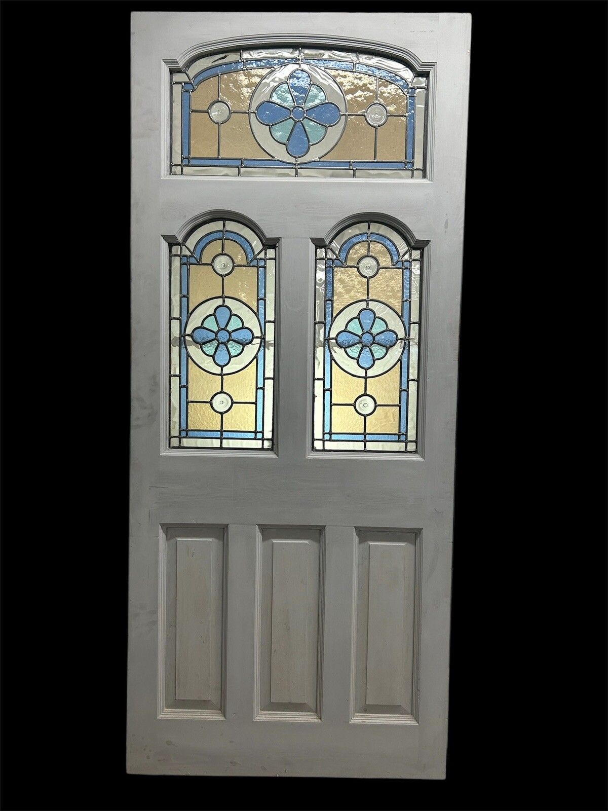 Edwardian Stained Glass Front Door Old Antique Period Reclaimed Leaded Wood Refu