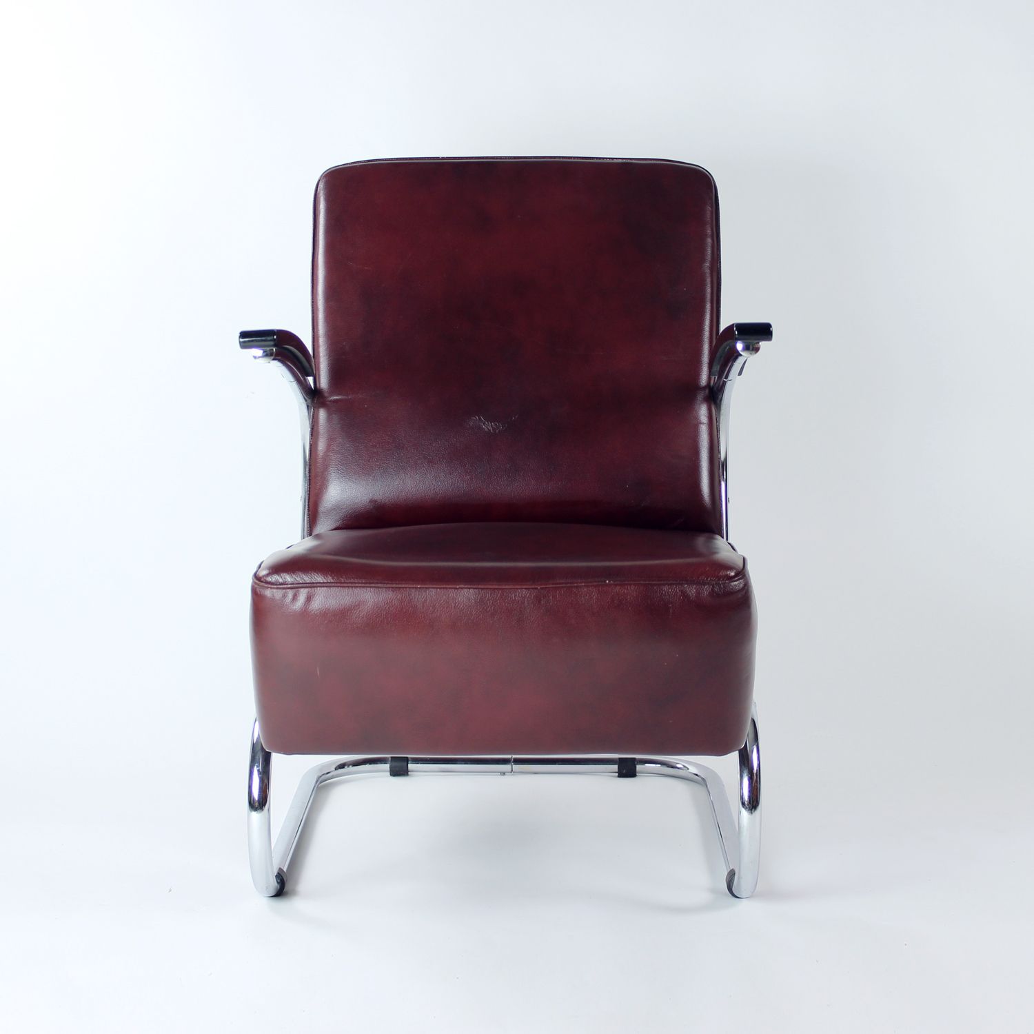 Bauhaus Armchair In Chrome & Leather, Czechoslovakia 1930s photo vinterior