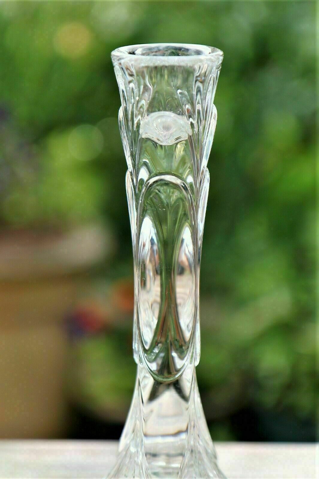 Pair Of Vintage Italian Crystal Glass Candlesticks A Layered Deco Design photo Home Decor