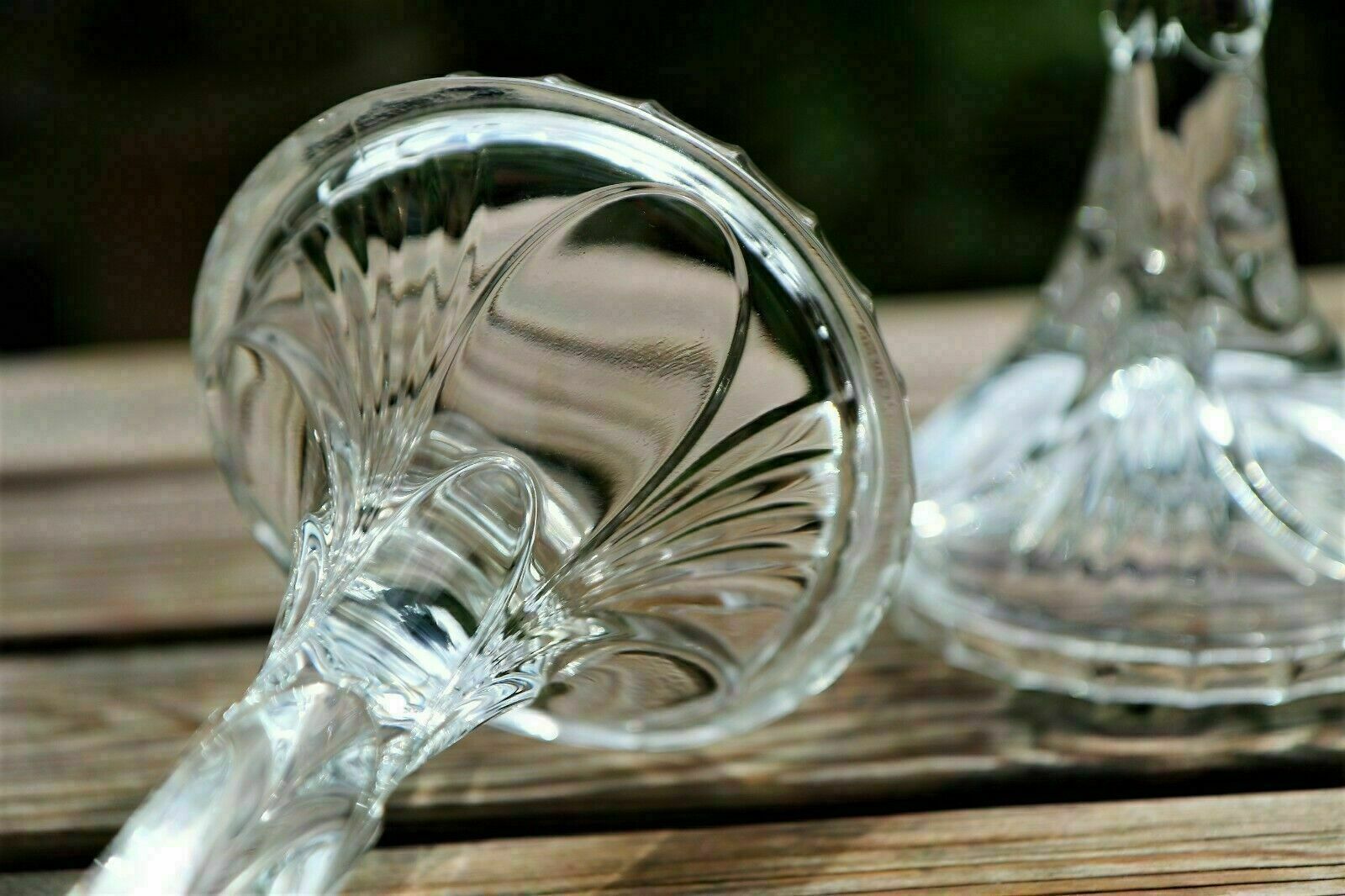 Pair Of Vintage Italian Crystal Glass Candlesticks A Layered Deco Design photo buy