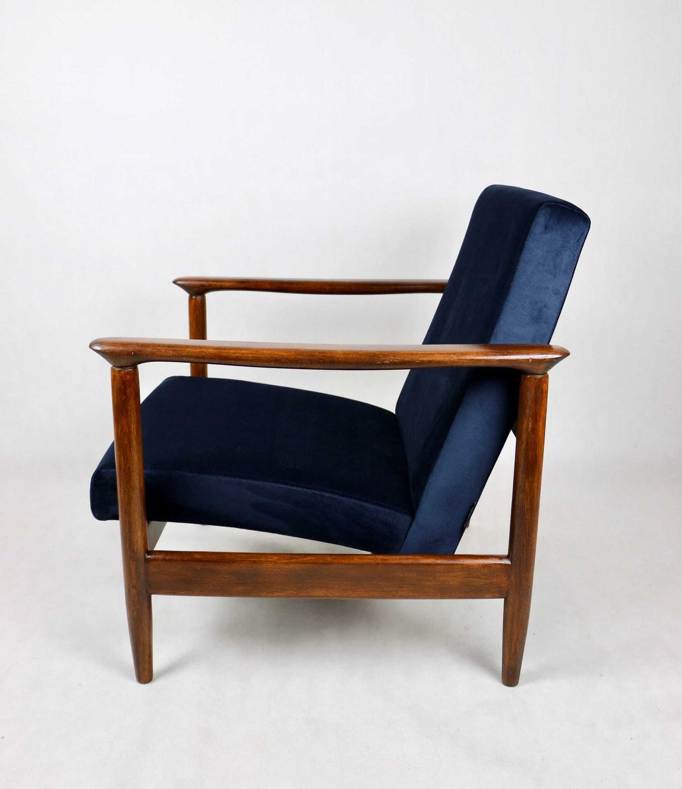 Gfm 142 Armchair, Designed By Edmund Homa From The 70s, Navy Blue   Dark Wood photo 514.0