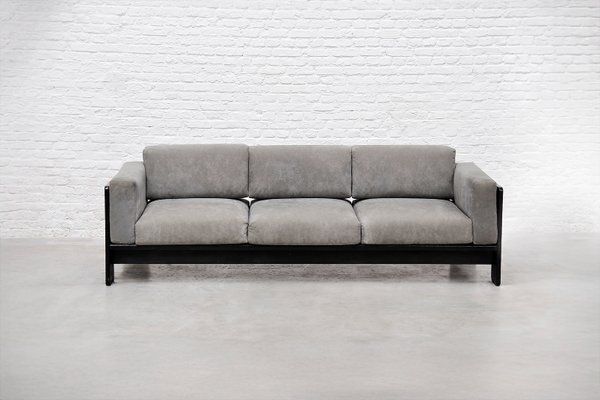 Bastiano Sofa In Gray Suede And Black Wood By Tobia Scarpa For Gavina, 1960s photo for sale