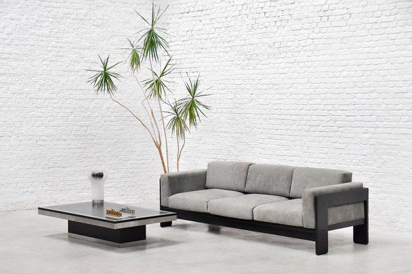Bastiano Sofa In Gray Suede And Black Wood By Tobia Scarpa For Gavina, 1960s photo vinterior