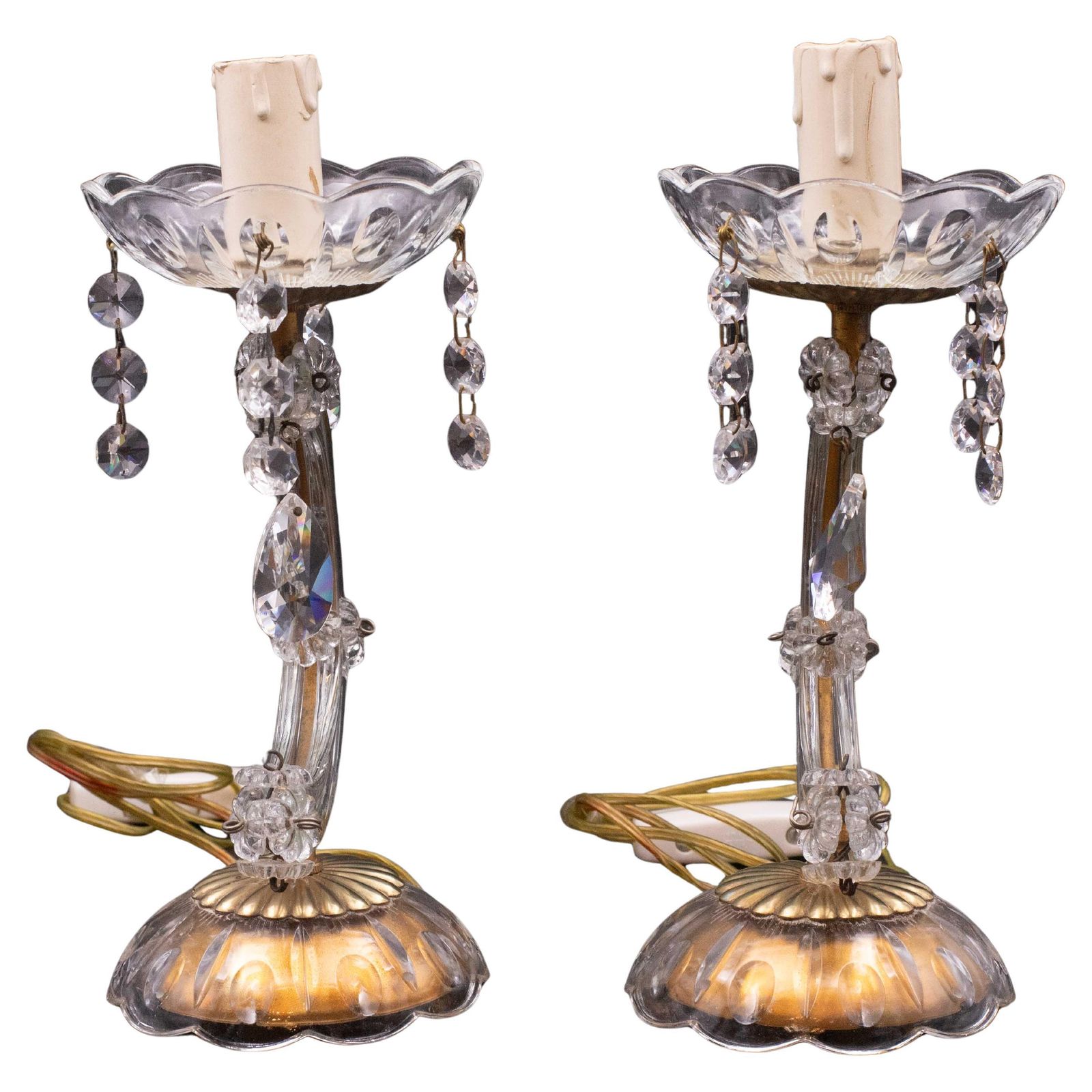 Set Of 2 Maria Theresa Style Crystal Glass Table Lamp