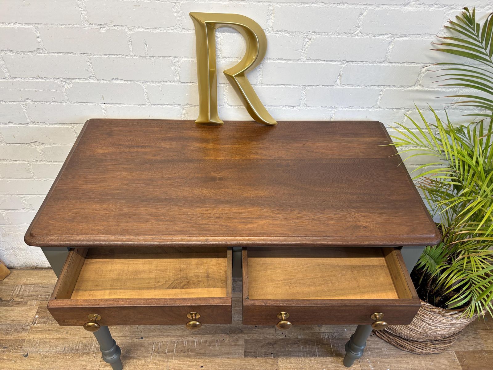 Vintage Console Table Painted Grey photo for sale