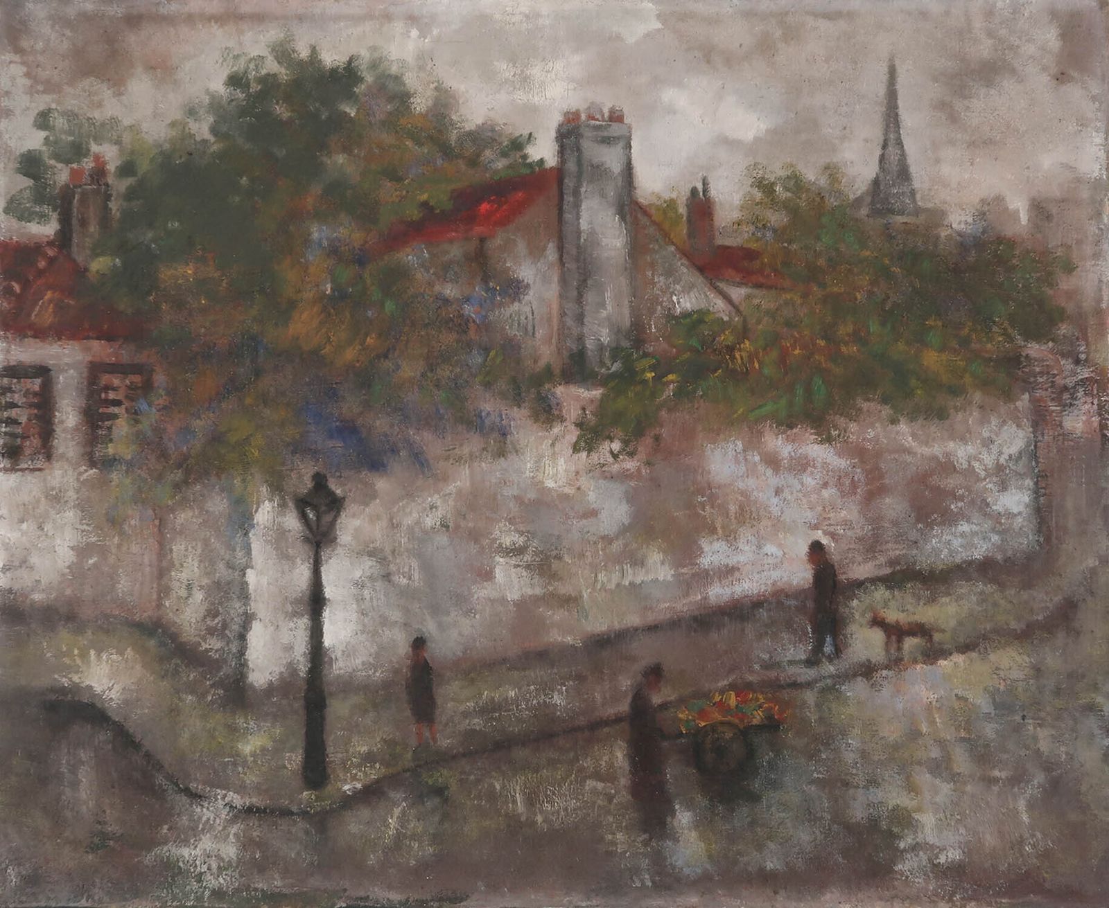 Oil Painting Of A Paris Street Scene By Isaac Lichtenstein. Dated 1924