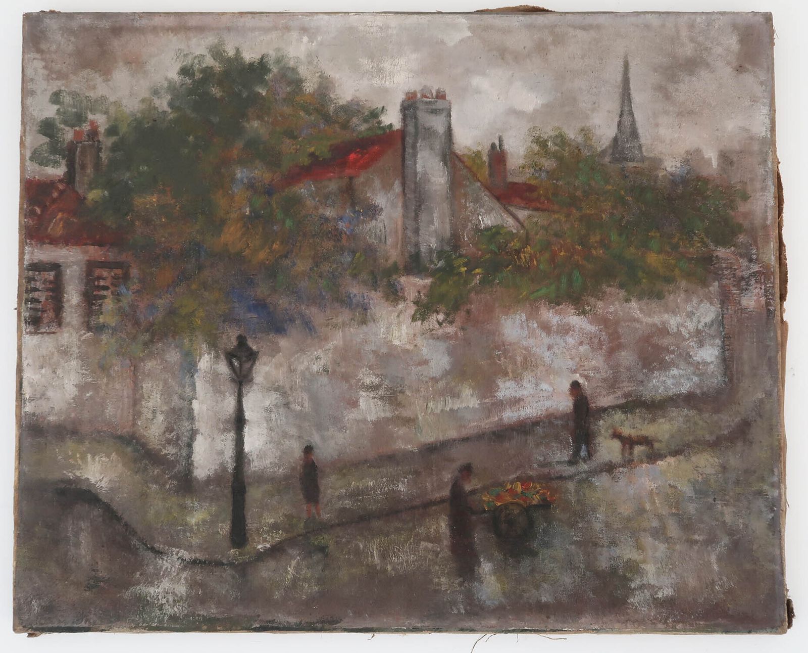 Oil Painting Of A Paris Street Scene By Isaac Lichtenstein. Dated 1924 photo furniture