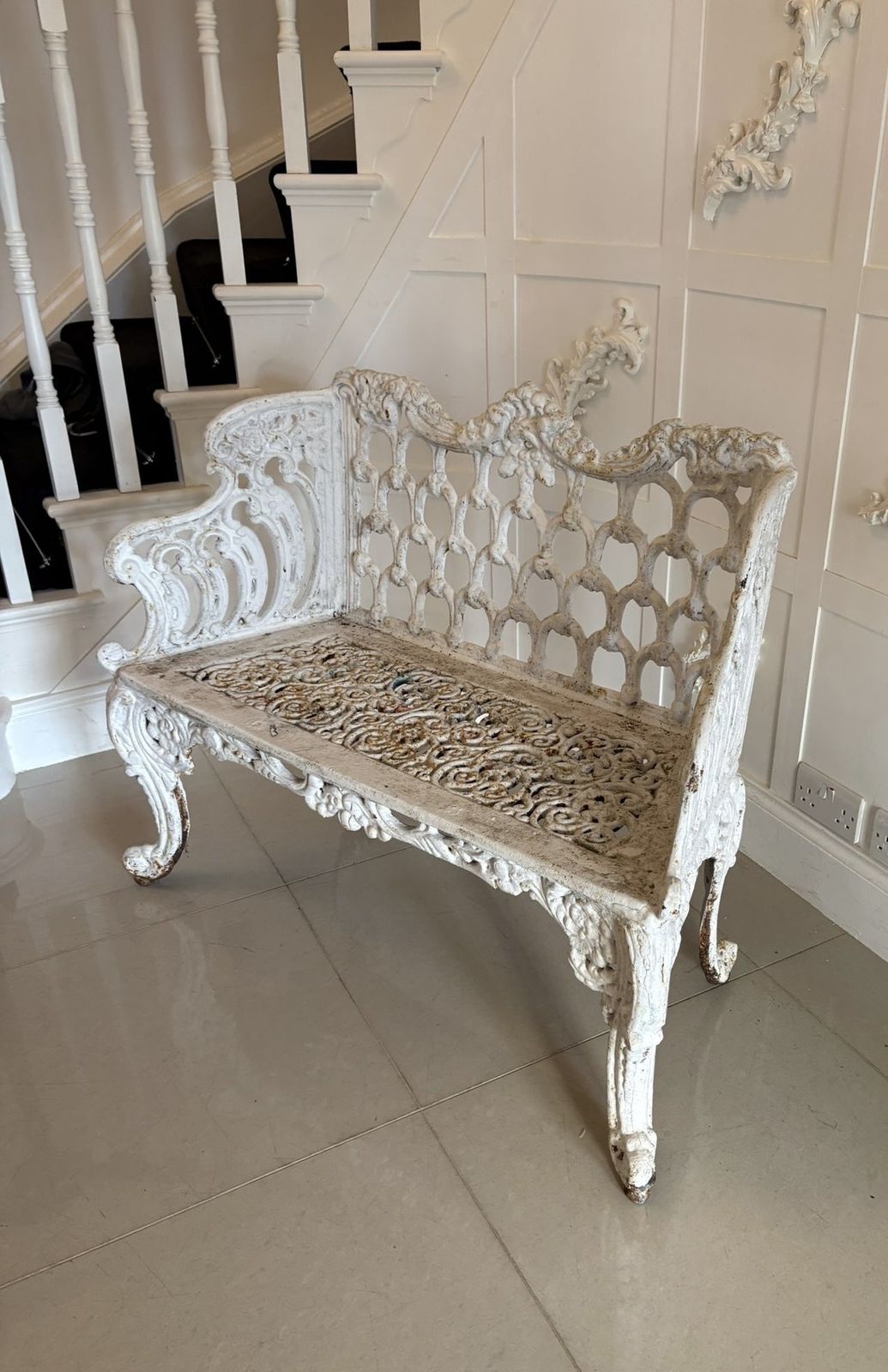 Superb Quality Antique 19th Century Ornate Cast Iron Garden Seat photo vintage