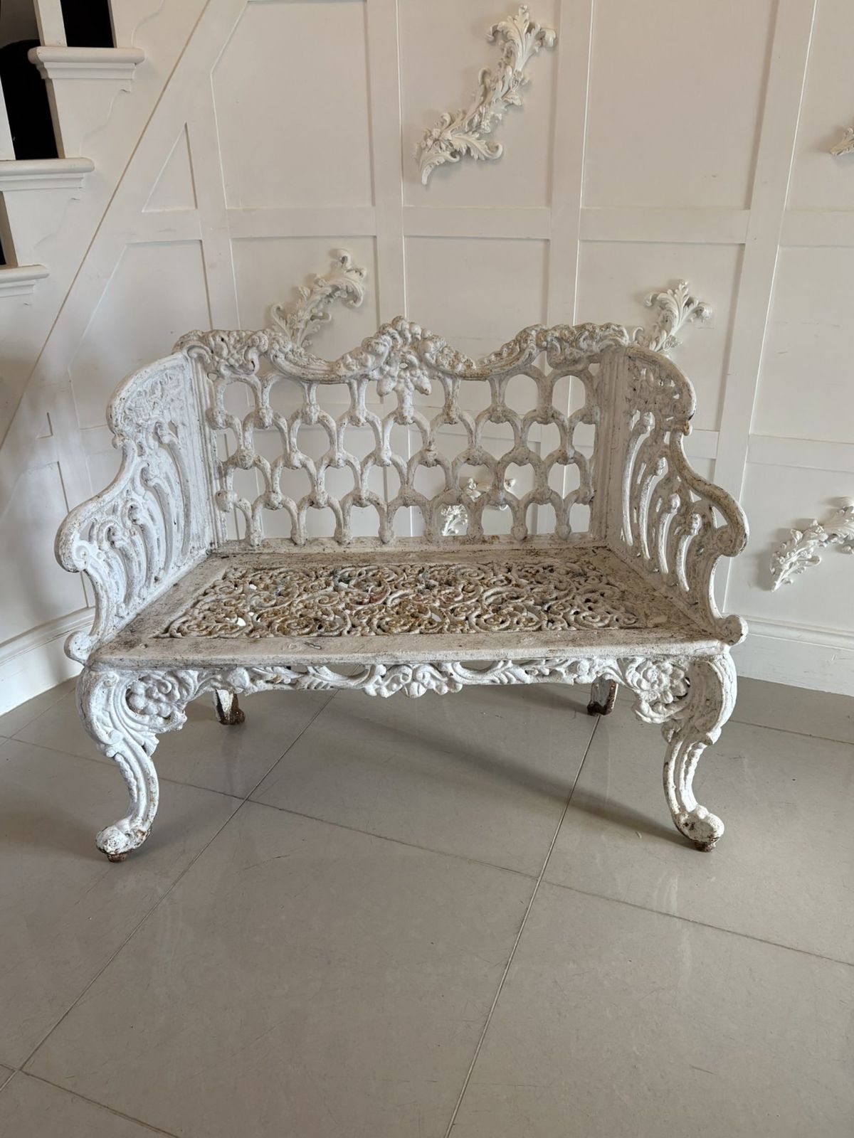 Furniture Superb Quality Antique 19th Century Ornate Cast Iron Garden Seat photo