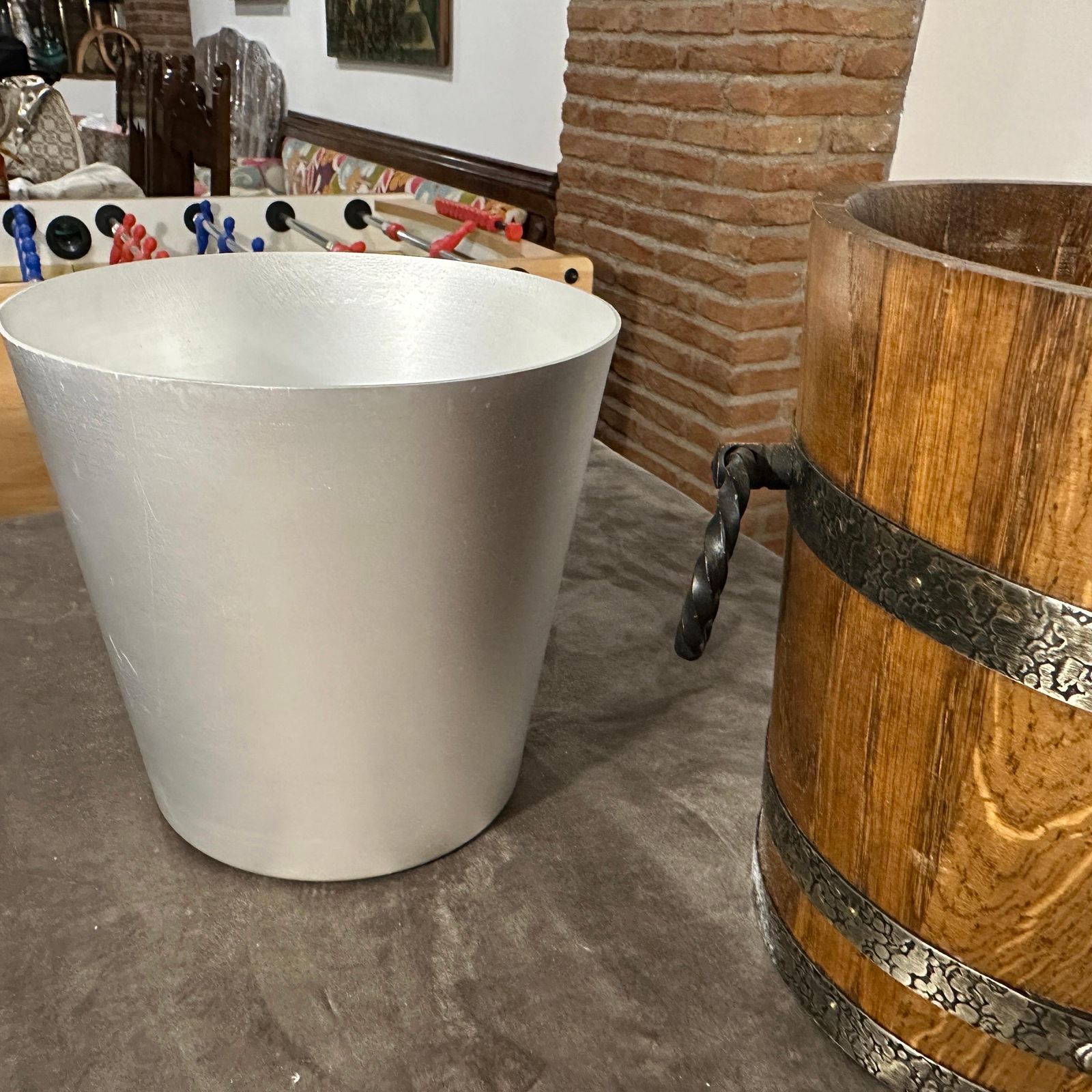 1970s Brutalist Oak Wood And Wrought Iron French Wine Cooler photo buy
