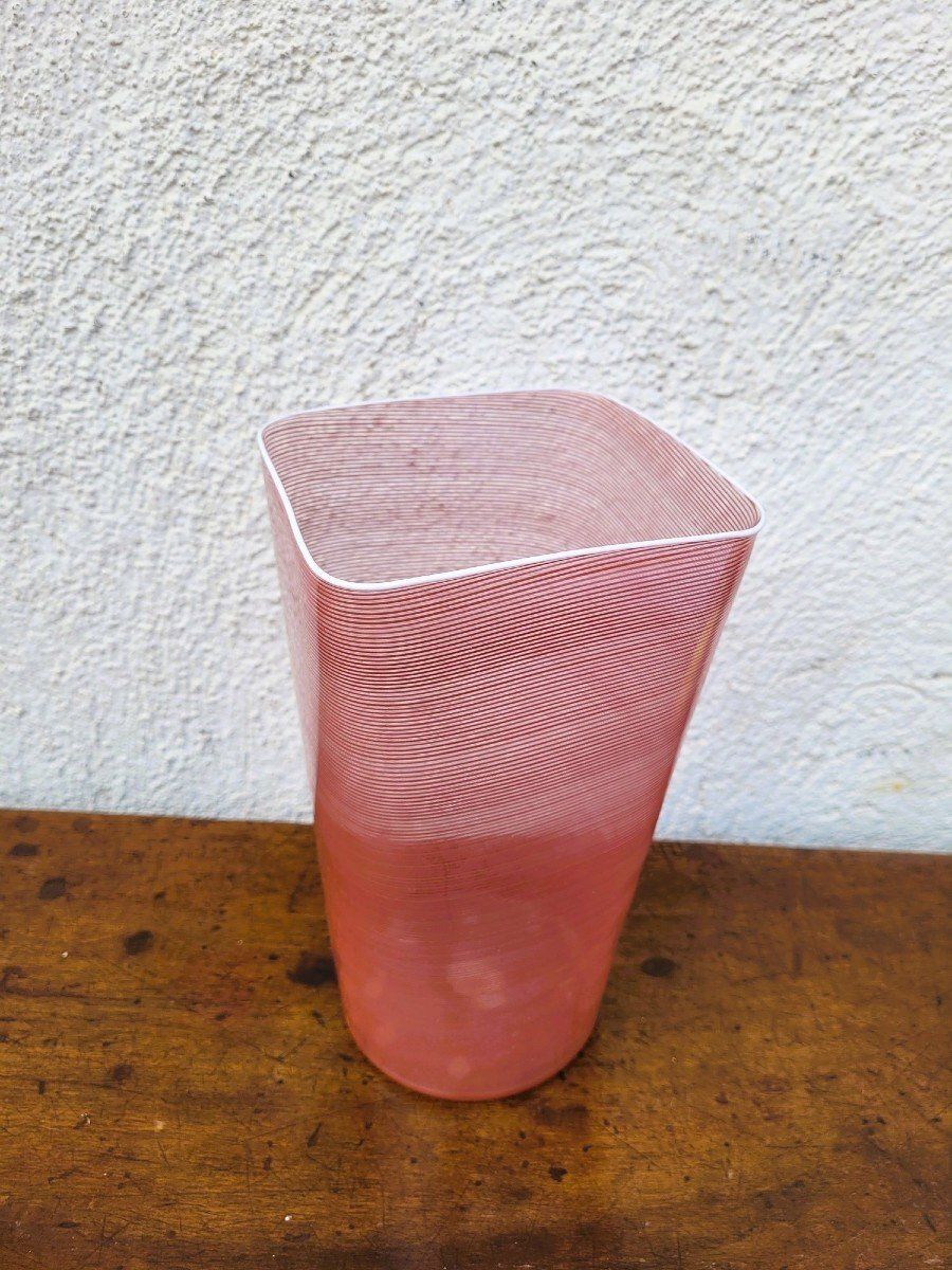 Barovier & Toso, Glass Vase With Filigree, 20th Century photo for sale