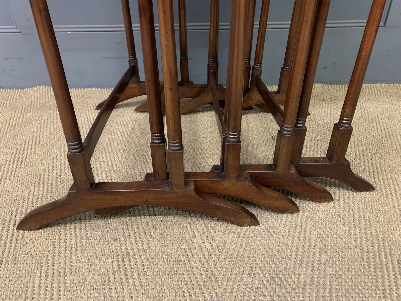 Nest Of 4 Inlaid Mahogany Tables photo vintage