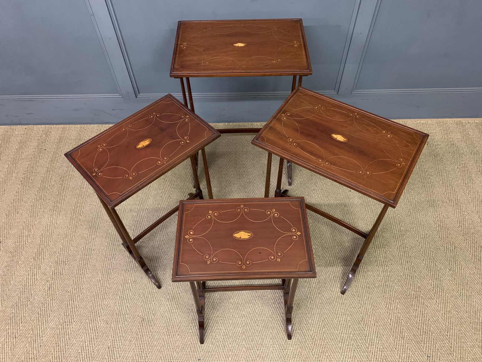 photo for sale Nest Of 4 Inlaid Mahogany Tables