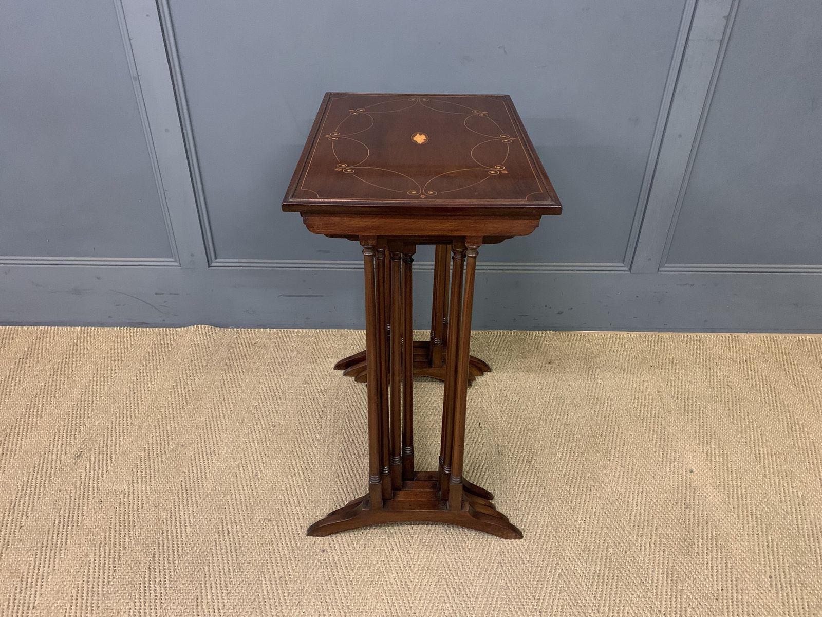 Furniture Nest Of 4 Inlaid Mahogany Tables photo