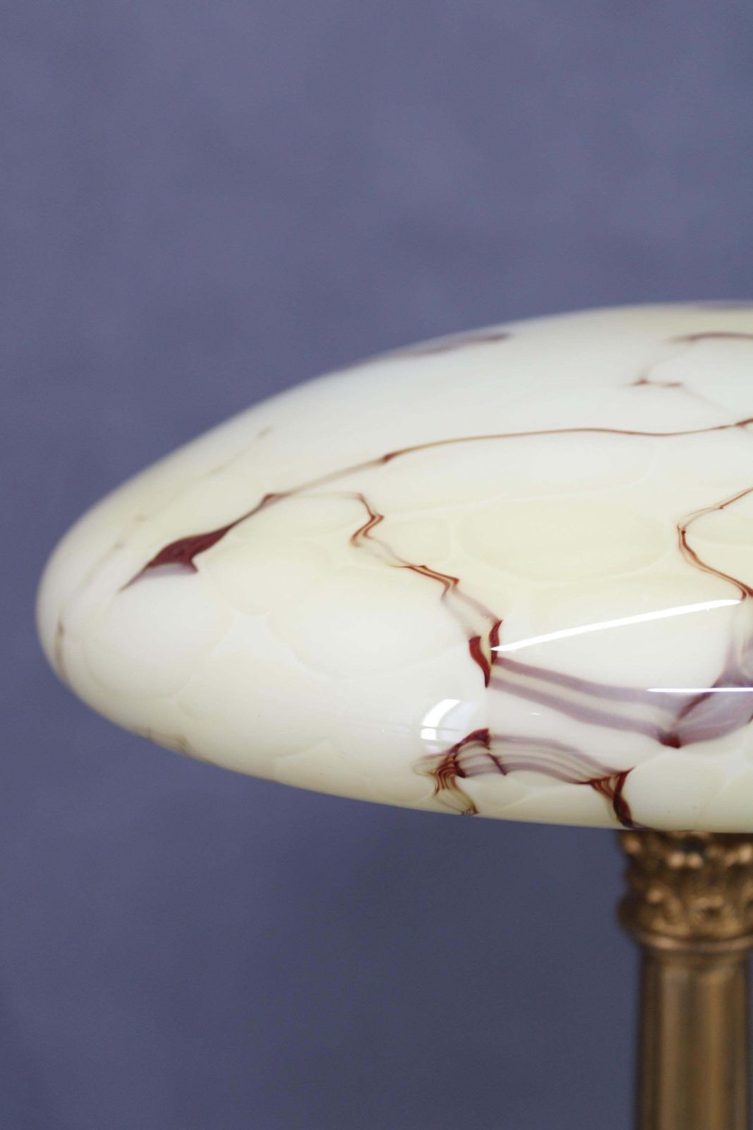 1940s Restored Brass Table Lamp With Wooden Base And Glass Shade photo Lighting