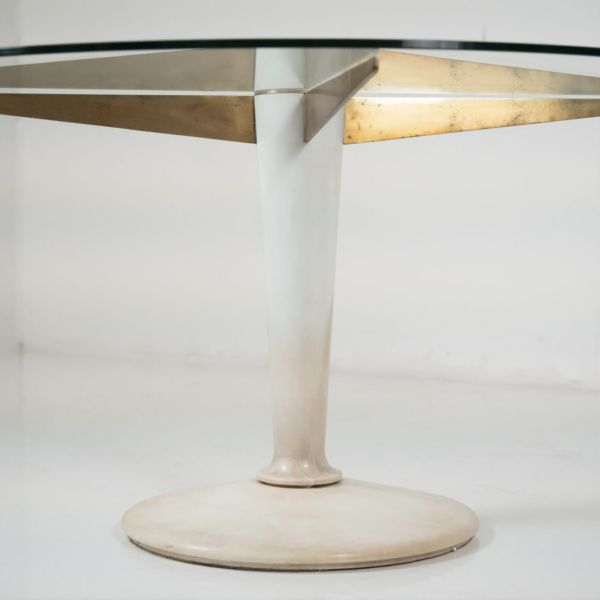 Mid Century Modern Dining Table, Carrara Marble, Bronze And Glass, Italy, 1950s photo Furniture
