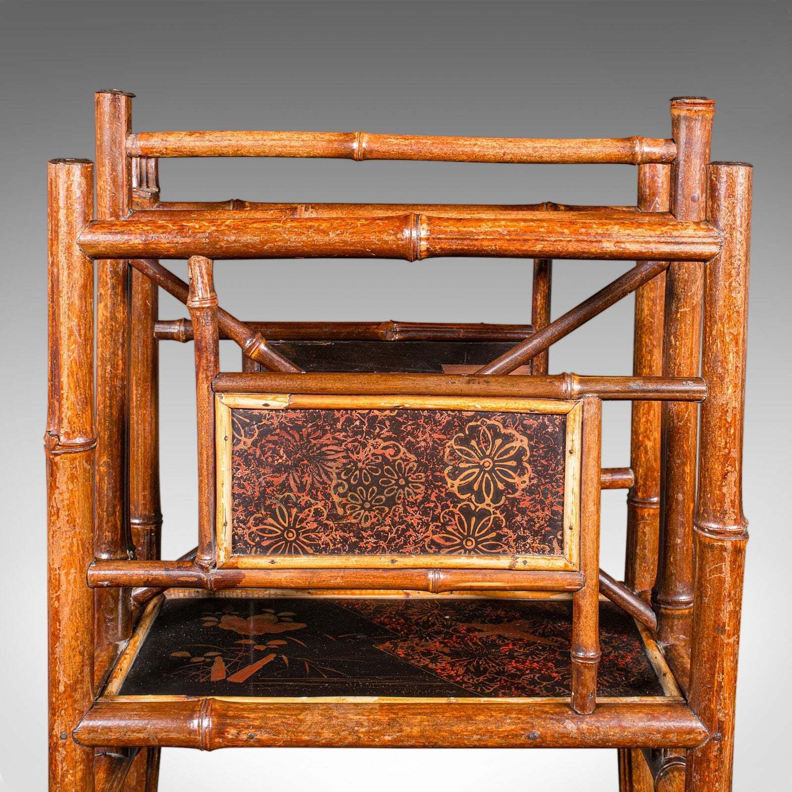 photo for sale Antique Canterbury, Chinese, Bamboo Magazine Stand, Rack, Chinoiserie, Victorian