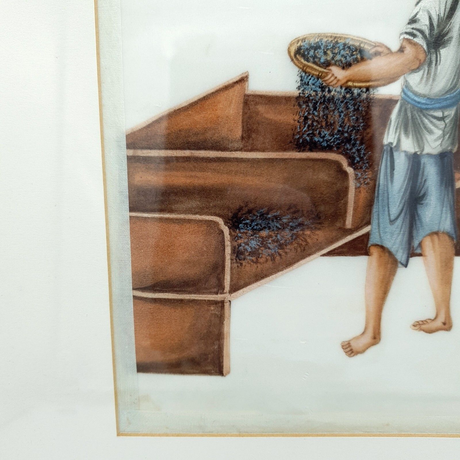 Antique Chinese Pith Paper Painting, 19th Century Qing Dynasty Daily Life Scene photo Art