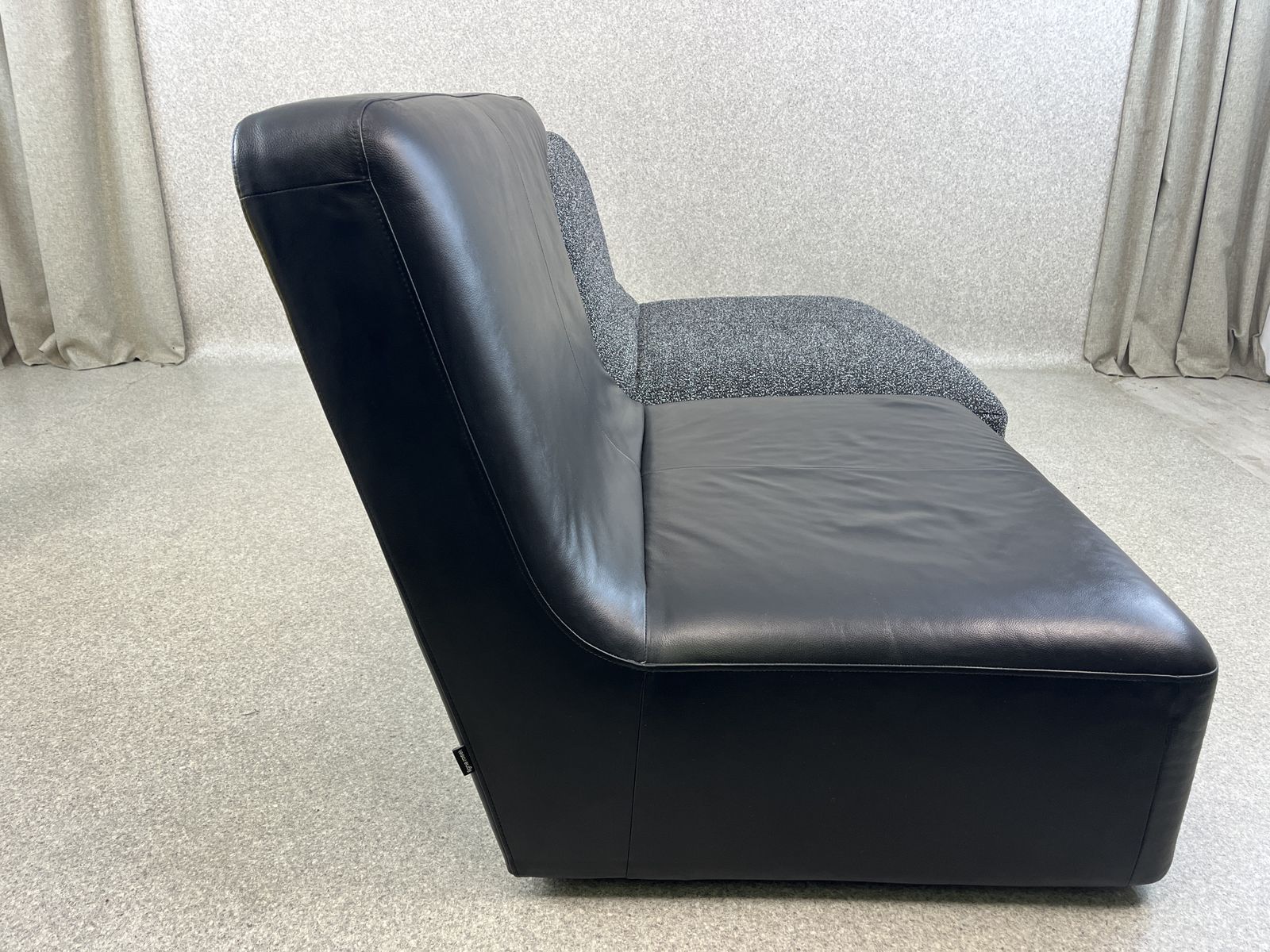 photo furniture Black Leather & Fabric Confluences Two Seater Sofa By Ligne Roset