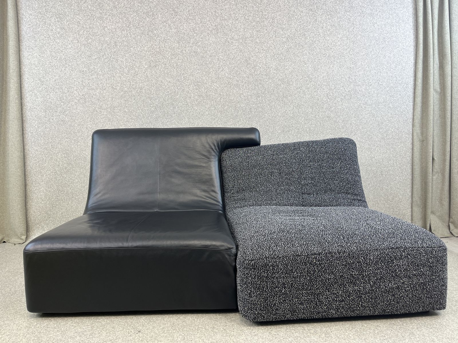 Black Leather & Fabric Confluences Two Seater Sofa By Ligne Roset photo 2250.0
