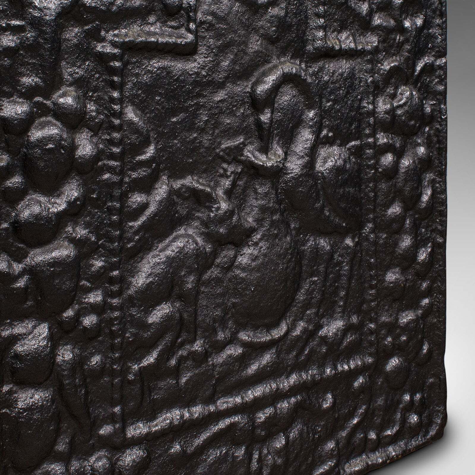 Small Antique Fire Back, English Cast Iron, Fireplace Reflector, Victorian, 1900 photo 595.0
